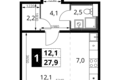 Kawalerka 1 pokój 28 m² Chimki, Rosja