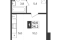 Estudio 1 habitación 24 m² Leninsky District, Rusia