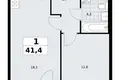 Квартира 1 комната 41 м² район Троицк, Россия