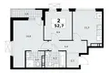Квартира 2 комнаты 53 м² район Коммунарка, Россия