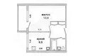 1 room apartment 28 m² Muchaviecki sielski Saviet, Belarus