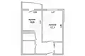 1 room apartment 42 m² Muchaviecki sielski Saviet, Belarus