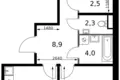 2 room apartment 60 m² Leninsky District, Russia