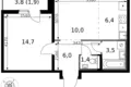 2 room apartment 44 m² Leninsky District, Russia