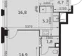 2 room apartment 52 m² Moscow, Russia