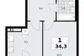 Квартира 1 комната 34 м² район Коммунарка, Россия