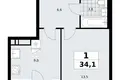Квартира 1 комната 34 м² район Коммунарка, Россия