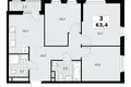 3 room apartment 63 m² Moscow, Russia