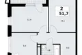 2 room apartment 52 m² Kommunarka, Russia