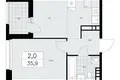 Apartamento 2 habitaciones 36 m² Kommunarka, Rusia