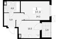 Mieszkanie 1 pokój 37 m² Krasnoye Selo, Rosja