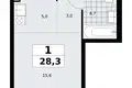 Mieszkanie 1 pokój 28 m² Kommunarka, Rosja