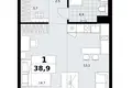 Квартира 1 комната 39 м² район Коммунарка, Россия