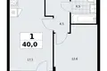 1 room apartment 40 m² Troitsk, Russia
