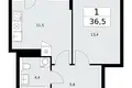 Mieszkanie 1 pokój 37 m² Kommunarka, Rosja