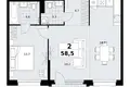 Квартира 2 комнаты 59 м² район Коммунарка, Россия