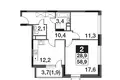 Appartement 2 chambres 59 m² Mytishchi Urban Okrug, Russie