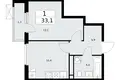 1 room apartment 33 m² Kommunarka, Russia