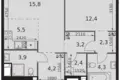 2 room apartment 54 m² Moscow, Russia