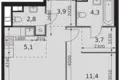 2 room apartment 45 m² Moscow, Russia