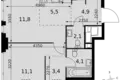 Wohnung 2 zimmer 43 m² Moskau, Russland