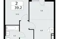 2 room apartment 39 m² Kommunarka, Russia