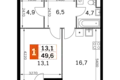 Wohnung 1 zimmer 46 m² Moskau, Russland