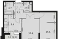 2 room apartment 55 m² Moscow, Russia