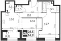 Mieszkanie 2 pokoi 62 m² Moskwa, Rosja