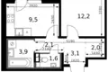 1 room apartment 37 m² Leninsky District, Russia