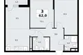 3 room apartment 62 m² Vnukovo, Russia