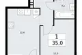 Квартира 1 комната 35 м² район Внуково, Россия