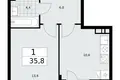 1 room apartment 36 m² Kommunarka, Russia
