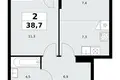 Appartement 2 chambres 39 m² Kommunarka, Russie