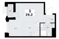 1 room apartment 29 m² Troitsk, Russia