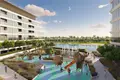 Complexe résidentiel New Selene Beach Residences with a lagoon, a swimming pool and parks, Al Seanneeah, Dubai, UAE