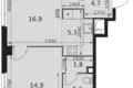 2 room apartment 53 m² Moscow, Russia