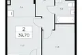 2 room apartment 40 m² Kommunarka, Russia