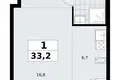 Apartamento 1 habitación 33 m² Kommunarka, Rusia
