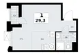 Appartement 1 chambre 29 m² Troïtsk, Russie