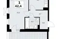 1 room apartment 42 m² Kommunarka, Russia