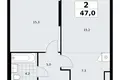 Wohnung 2 zimmer 47 m² Kommunarka, Russland