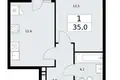 1 room apartment 35 m² Vnukovo, Russia