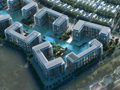 Complexe résidentiel New residential complex Damac Riverside Views with floating restaurant and spa, Dubailand, Dubai, UAE