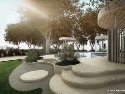 Residential complex New Sonate Residence with swimming pools, a lounge area and a co-working area, JVT, Dubai, UAE