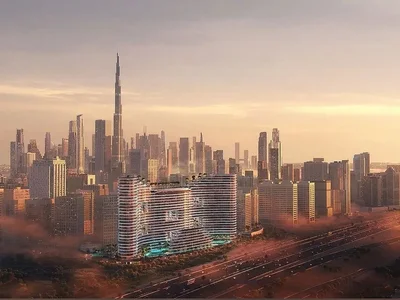 Wohngebäude Apartments mit Blick auf den Burj Khalifa in der Business Bay