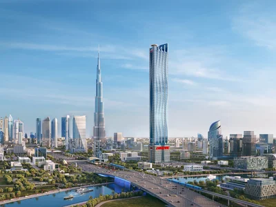 Wohnanlage Apartments in the new high-rise residence Bayz 102 with pools, parks and a tennis court next to Burj Khalifa, the Business Bay area, Dubai