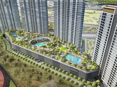 Complexe résidentiel New Solis Residence with swimming pools and a gym, Motor City, Dubai, UAE