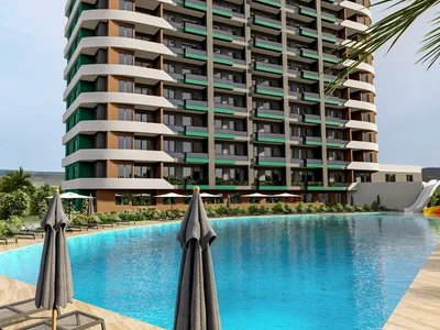 Wohnanlage Residential complex with water park, swimming pool and sports grounds, 700 metres to the sea, Mersin, Turkey