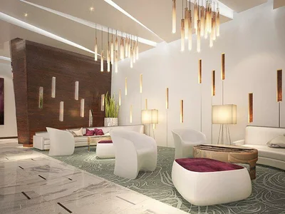 Wohnanlage Luxury residence Majestine with a swimming pool and gardens in the center of Business Bay, Dubai, UAE